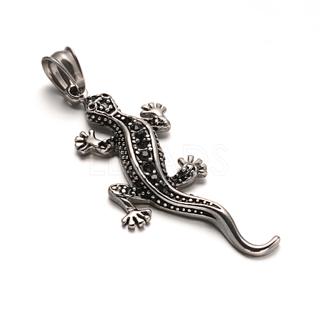 Gecko 304 Stainless Steel Rhinestone Big Pendants STAS-M222-12AS-1