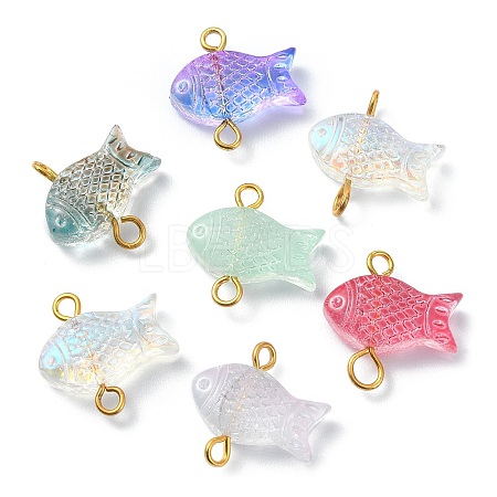 Spray Painted Transparent Glass Connector Charms PALLOY-JF02118-1