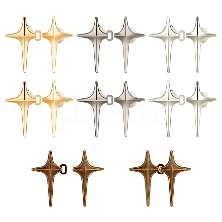 8 Sets 4 Colors Sparkling Star Shape Alloy Adjustable Jean Button Pins DIY-FG0004-87-1