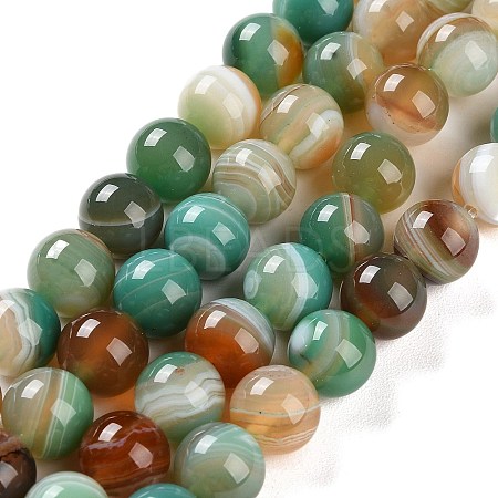 Natural Striped Agate/Banded Agate Beads Strands G-Z060-A01-C16-1