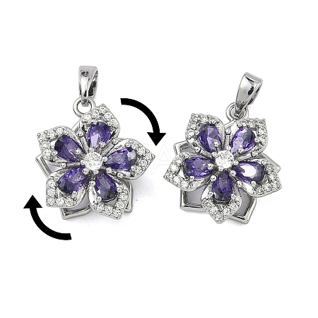 Brass Micro Pave Cubic Zirconia Rotatable Pendants KK-A287-11A-P-1
