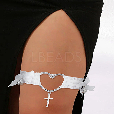 1Pc Heart Elastic Fibre Strappy Leg Chains AJEW-LP0006-47B-1