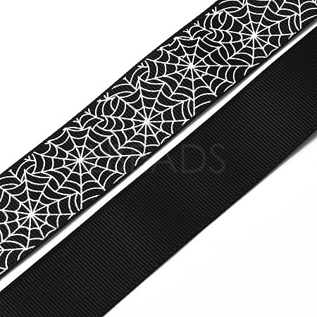 5 Yards Halloween Printed Polyester Grosgrain Ribbon OCOR-WH0047-95A-02-1