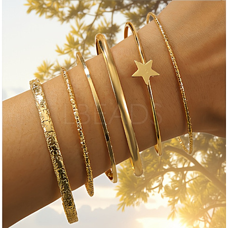 6Pcs Alloy Bangles for Women FS-WG33CDB-09-1