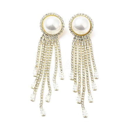 Crystal Rhinestone Dangle Stud Earrings with Imitation Pearl EJEW-C037-02F-LG-1