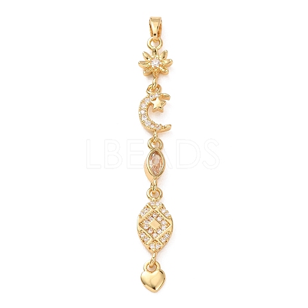 Tassel Brass Micro Pave Clear Cubic Zirconia Big Pendants KK-L271-01G-01-1
