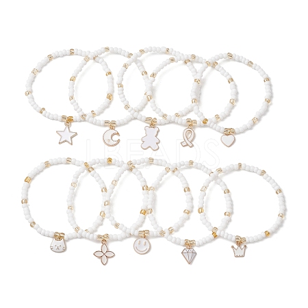 10Pcs 10 Styles Glass Seed Beads Stretch Bracelet Sets BJEW-MZ00095-1