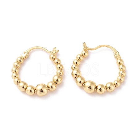 Brass Rotating Round Beaded Hoop Earrings EJEW-G333-11G-1