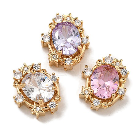 Brass Micro Pave Cubic Zirconia Beads KK-U037-02G-01-1