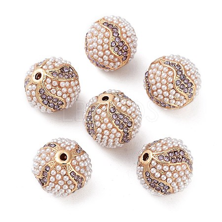 Golden Plated Alloy Rhinestone Beads FIND-E046-13G-02-1