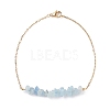 Natural Aquamarine Chips Beaded Anklets Set with 304 Stainless Steel Cable Chains AJEW-AN00481-07-4