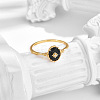 925 Sterling Silver & Clear Cubic Zirconia & Natural Agate Finger Rings FS-WG1BD13-02-3
