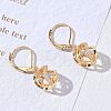 Brass Micro Pave Clear Cubic Zirconia Leverback Earrings KK-CBA4112-09G-2