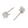 Rhodium Plated 925 Sterling Silver Ear Stud Findings STER-F058-01P-06-2