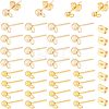 60pcs 2 size Brass Ball Stud Earring Post KK-PH0009-30-1