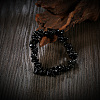 Natural Obsidian Chips Stretch Bracelets BJEW-BB16534-M-5