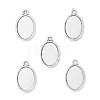 Tibetan Style Antique Silver Alloy Flat Oval Pendant Cabochon Settings TIBEP-M022-36AS-1