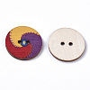2-Hole Printed Wooden Buttons BUTT-ZX004-01B-10-2