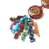 Natural & Synthetic Gemstone Chakra Hanging Pendant Decorations HJEW-P006-A02-3