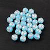 UV Plating Rainbow Iridescent Crackle Acrylic Enamel Beads OACR-I003-07-1