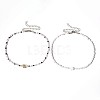 Bohemian Ethnic Style Natural Shell & Glass Seed Beaded Double Layer Choker Necklaces FS-WG063D6-01-5