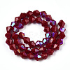 Opaque Solid Color Electroplate Glass Beads Strands EGLA-A039-P6mm-L22-3
