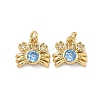Brass Micro Pave Cubic Zirconia Charms KK-C252-03G-1