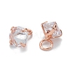 Brass Clear Cubic Zirconia Charms ZIRC-G170-12RG-2