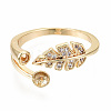 Brass Micro Pave Clear Cubic Zirconia Peg Bails Cuff Finger Ring Settings KK-T056-118G-NF-2