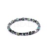 Natural African Turquoise(Jasper) Cube Beaded Stretch Bracelets for Women EZ7380-1-1
