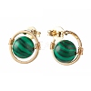 Synthetic Malachite Round Beads Stud Earrings for Girl Women EJEW-JE04666-03-1