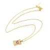 Brass Micro Pave Cubic Zirconia Rectangle with Heart Pendant Adjustable Slider Necklaces KK-CBA4547-08G-05-5