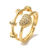 Adjustable Brass Micro Pave Cubic Zirconia Rings for Women RJEW-G325-03G-2