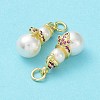 Brass & Cubic Zirconia & Plastic Imitation Pearl Pendants KK-G469-09G-4