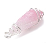 Electroplated Natural Quartz Crystal Dyed Copper Wire Wrapped Pendants PALLOY-JF02327-06-4