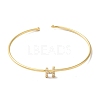 Rack Plating Brass Micro Pave Clear Cubic Zirconia Letter Open Cuff Bangles BJEW-A018-01G-H-2