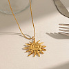 304 Stainless Steel Vintage Sun Spiral Pendant Necklaces for Women WV2737-3