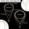 2Pcs 2 Styles Star Alloy Pendant 3 Layered Necklaces for Women NJEW-SC0001-55-2