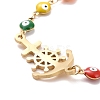 PVD Vacuum Plating 304 Stainless Steel Link Bracelet with Colorful Enamel Evil Eye Chains for Women BJEW-B062-01G-4