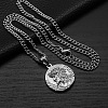Religion 304 Stainless Steel Embossed Jesus Round Medal Pendant Necklaces for Men WG67465-01-2