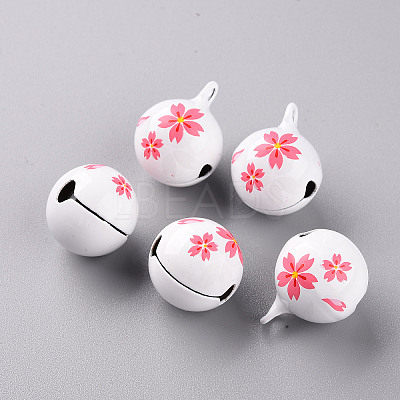 Baking Paint Brass Bell Pendants KKB-S002-019C-1