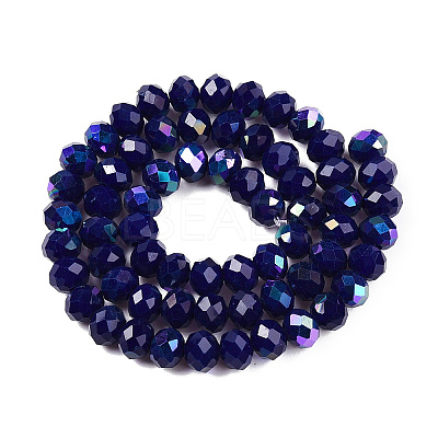 Electroplate Opaque Solid Color Glass Beads Strands EGLA-A044-P8mm-L07-1