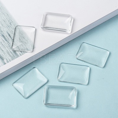 Transparent Rectangle Glass Cabochons X-GGLA-R025-33x23-1
