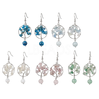 Natural Gemstone Dangle Earrings EJEW-JE05747-1