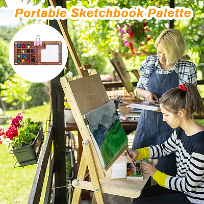 2Pcs 2 Styles Wood Magnetic Flip Top Paintbox AJEW-DC0001-26-1