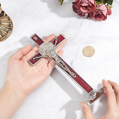 Alloy Enamel Saint Benedict Crucifix Display Decorations AJEW-WH0752-416B-1