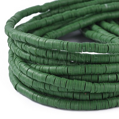 Flat Round Handmade Polymer Clay Bead Spacers CLAY-R067-4.0mm-46-1