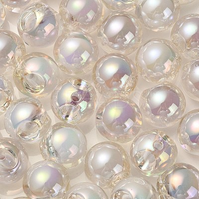 Transparent UV Plating Rainbow Iridescent Acrylic Beads OACR-P015-03L-1
