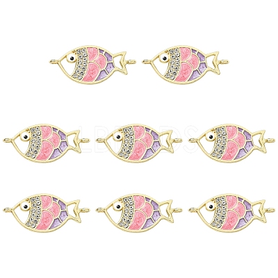 10Pcs Alloy Enamel Fish Links Connectors ENAM-YW0005-86A-1