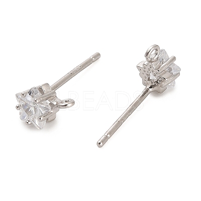 Rhodium Plated 925 Sterling Silver Ear Stud Findings STER-F058-01P-06-1